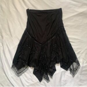 Black Beaded Midi Skirt